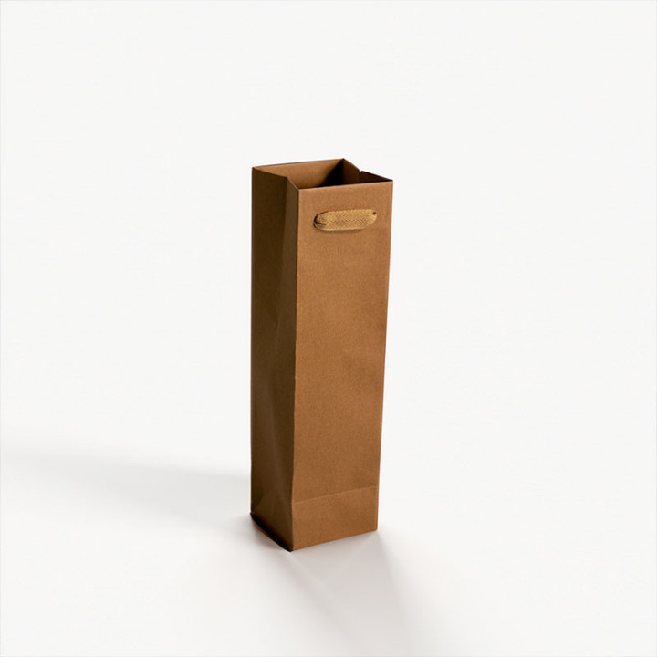 Sac noblesse pour bouteille en kraft naturel - papier recyclé.