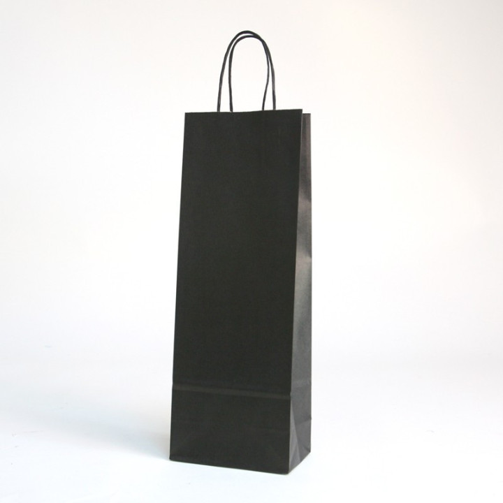Sac bouteille poignées torsadées safari noir 14x09x38cm par 100