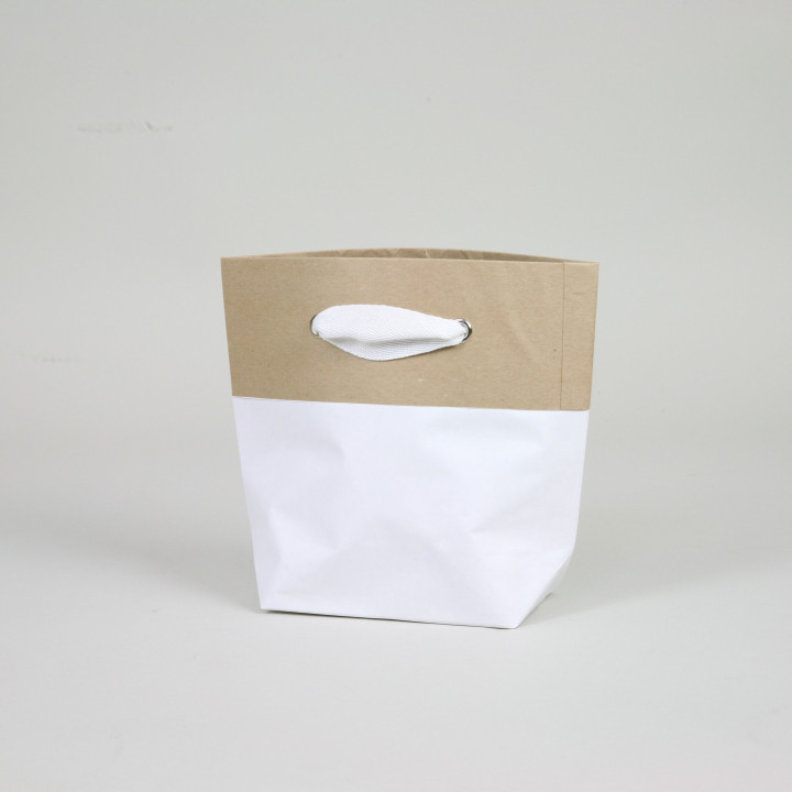 Sac en papier ciment - poignées torsadées, papier kraft