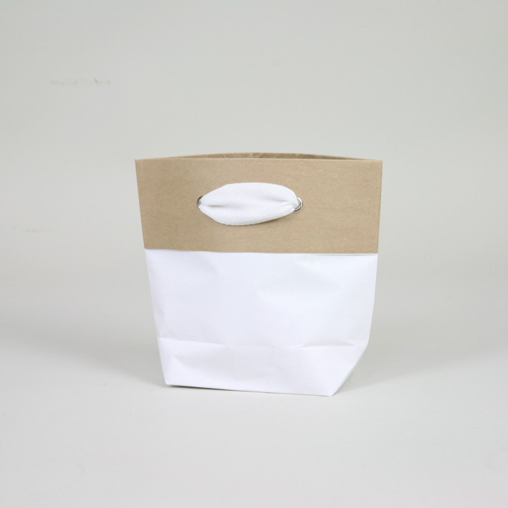 Sac en papier ciment - poignées torsadées, papier kraft